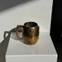 Mugs - Indian gold metal mug inlaid with stones H11 D7 - OFFICE OBJETS
