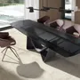 Dining Tables - Extendable barrel oval dining table in black glass, steel, dark grey fiberglass and metal - ANGEL CERDÁ