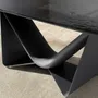 Dining Tables - Extendable barrel oval dining table in black glass, steel, dark grey fiberglass and metal - ANGEL CERDÁ