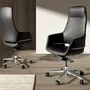 Chaises - Chaise de bureau pivotante en similicuir noir - ANGEL CERDÁ
