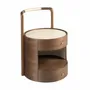 Night tables - Walnut bedside table with wooden top upholstered in cream leatherette - ANGEL CERDÁ