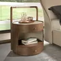 Night tables - Walnut bedside table with wooden top upholstered in cream leatherette - ANGEL CERDÁ