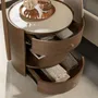 Night tables - Walnut bedside table with wooden top upholstered in cream leatherette - ANGEL CERDÁ