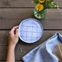 Everyday plates - Aqua Grid Dessert Plate - LALI DESIGN STUDIO
