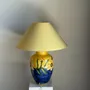 Table lamps - Large blue and yellow floral lamp H60 - OFFICE OBJETS