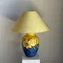 Table lamps - Large blue and yellow floral lamp H60 - OFFICE OBJETS