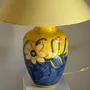 Table lamps - Large blue and yellow floral lamp H60 - OFFICE OBJETS