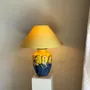 Table lamps - Large blue and yellow floral lamp H60 - OFFICE OBJETS