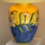 Table lamps - Large blue and yellow floral lamp H60 - OFFICE OBJETS