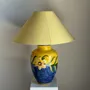 Table lamps - Large blue and yellow floral lamp H60 - OFFICE OBJETS