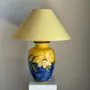 Table lamps - Large blue and yellow floral lamp H60 - OFFICE OBJETS