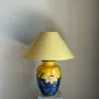 Table lamps - Large blue and yellow floral lamp H60 - OFFICE OBJETS