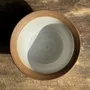 Platter and bowls - Small thick stoneware salad bowl with stylized white flower pattern D2 - OFFICE OBJETS