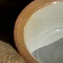 Platter and bowls - Small thick stoneware salad bowl with stylized white flower pattern D2 - OFFICE OBJETS
