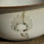 Platter and bowls - Small thick stoneware salad bowl with stylized white flower pattern D2 - OFFICE OBJETS