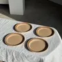 Assiettes au quotidien - Lot de 4 assiettes à dessert en grès beige liseré brun Sarreguemines - OFFICE OBJETS