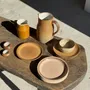 Assiettes au quotidien - Lot de 4 assiettes à dessert en grès beige liseré brun Sarreguemines - OFFICE OBJETS