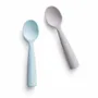 Repas pour enfant - Set de cuillères d’apprentissage en silicone-Grey/Aqua - MINIWARE AB