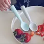 Repas pour enfant - Set de cuillères d’apprentissage en silicone-Grey/Aqua - MINIWARE AB