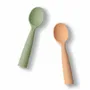 Repas pour enfant - Set de cuillères d’apprentissage en silicone-Pistachio/Toffee - MINIWARE AB