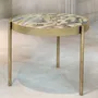 Tables basses - Table d'Appoint Ronde Ray Plateau Bois Sikomore - 3 Pieds Laiton - DUISTT