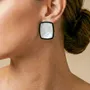 Jewelry - Black lip rectangle clip earrings - Calypso - NATURE BIJOUX