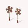 Jewelry - Brown lip post earrings with garnet dangle - Belle De Nuit - NATURE BIJOUX