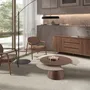 Armchairs - Taupe leatherette and walnut - ANGEL CERDÁ