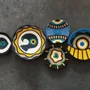 Autres décorations murales - Charme méditerranéen : ensemble de 5 assiettes murales en osier faites - SARMAL DESIGN