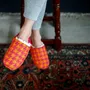 Chaussettes - JAPAN MADE Reversible room shoes / Roving Houndstooth × Sheep Boa - MERIPPA