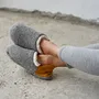 Chaussettes - JAPAN MADE Reversible room shoes / Quarter Knit × Sheep Boa - MERIPPA