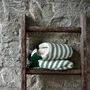 Socks - JAPAN MADE Reversible room shoes / Domino stripes × Sheep Boa - MERIPPA