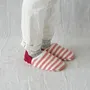Socks - JAPAN MADE Reversible room shoes / Domino stripes × Sheep Boa - MERIPPA