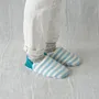 Socks - JAPAN MADE Reversible room shoes / Domino stripes × Sheep Boa - MERIPPA