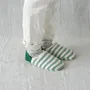 Socks - JAPAN MADE Reversible room shoes / Domino stripes × Sheep Boa - MERIPPA