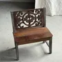 Benches - Mini bench with carved back with rosette and scroll pattern H59 L51 - OFFICE OBJETS