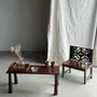 Benches - Mini bench with carved back with rosette and scroll pattern H59 L51 - OFFICE OBJETS