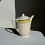 Carafes - L'Amandinoise ceramic teapot with yellow and gold frieze H21 - OFFICE OBJETS