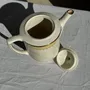Carafes - L'Amandinoise ceramic teapot with yellow and gold frieze H21 - OFFICE OBJETS