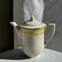 Carafes - L'Amandinoise ceramic teapot with yellow and gold frieze H21 - OFFICE OBJETS