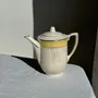 Carafes - L'Amandinoise ceramic teapot with yellow and gold frieze H21 - OFFICE OBJETS