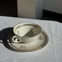 Mugs - Set of 3 golden Limoges porcelain cups and saucers H4 - OFFICE OBJETS