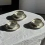 Mugs - Set of 3 golden Limoges porcelain cups and saucers H4 - OFFICE OBJETS