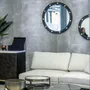 Hotel bedrooms - Cluster Round Mirror 62cm, lacquered wood, details brass, Portugal - DUISTT