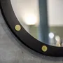 Hotel bedrooms - Cluster Round Mirror 62cm, lacquered wood, details brass, Portugal - DUISTT