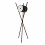 Lampadaires - Lampadaire en bois tapissé en similicuir noir et noyer foncé - ANGEL CERDÁ