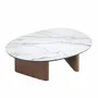 Coffee tables - Organic-Shaped Porcelain Marble and Walnut Coffee Table - ANGEL CERDÁ