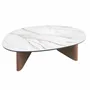 Coffee tables - Organic-Shaped Porcelain Marble and Walnut Coffee Table - ANGEL CERDÁ