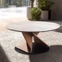 Tables basses - Table basse ronde en marbre céramique, noyer et acier noir - ANGEL CERDÁ