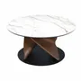 Tables basses - Table basse ronde en marbre céramique, noyer et acier noir - ANGEL CERDÁ